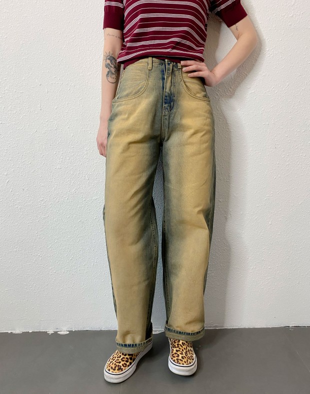Crazy Wash Straight Cut Jeans #250326